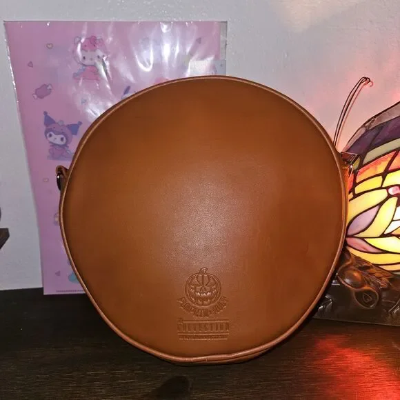 Halloween Pumpkin Jack O'Lantern Round Crossbody Bag - Picture 2 of 7